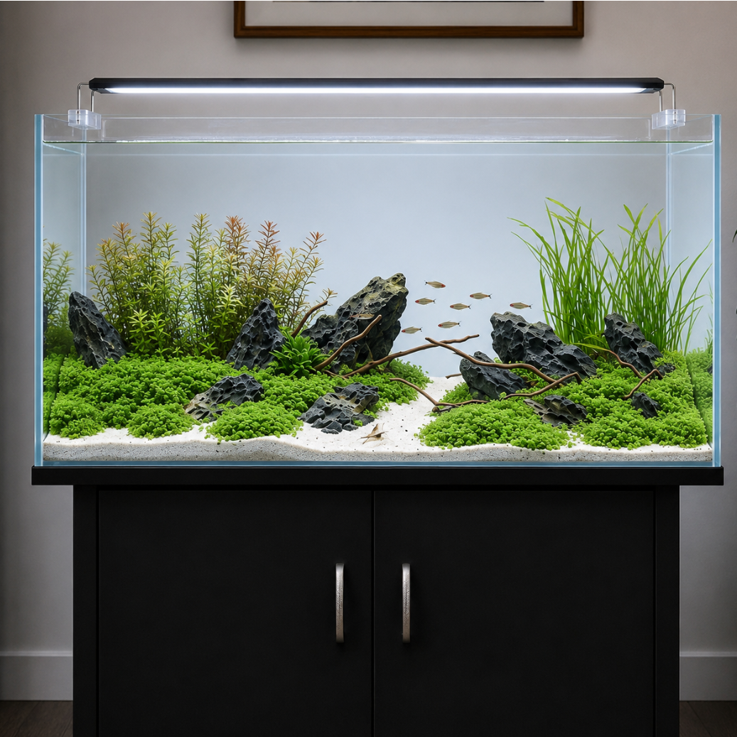 2 Feet Curved Aquarium (65L) with Cabinet