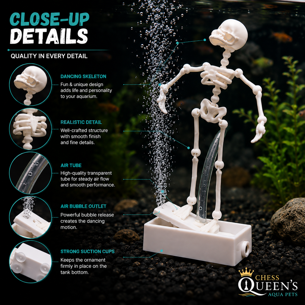 Dancing Skeleton Aquarium Ornament , Fun & Unique Air-Powered Aquarium Decoration