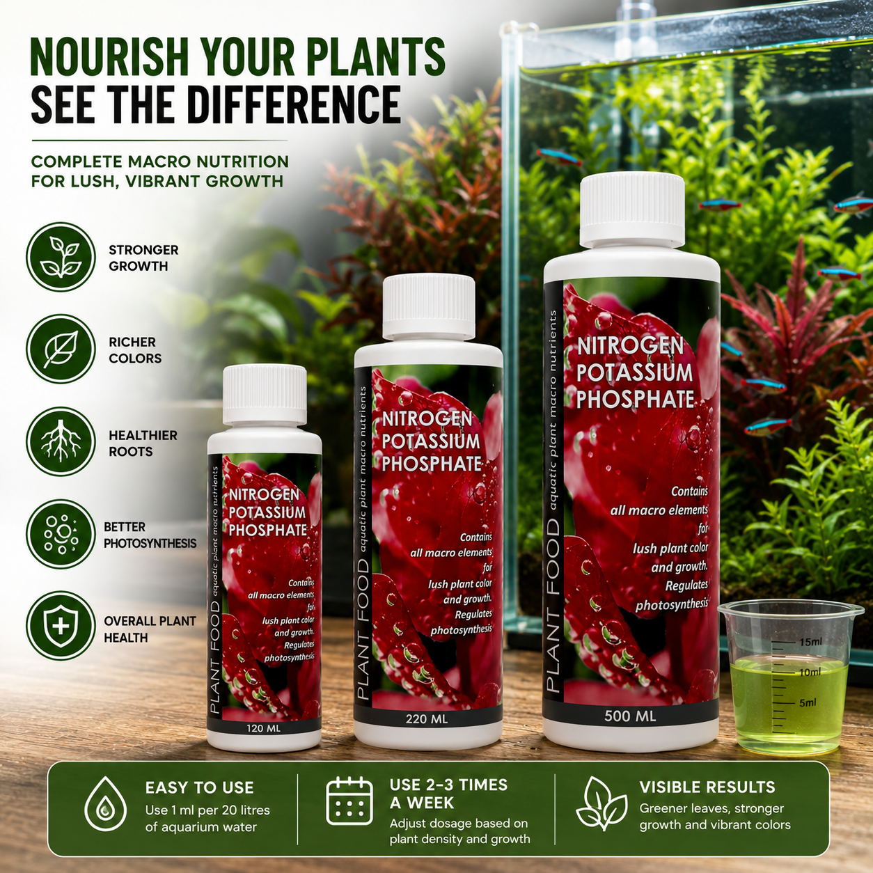Aquatic Plant Food – Nitrogen Potassium Phosphate (NPK) Liquid Fertilizer