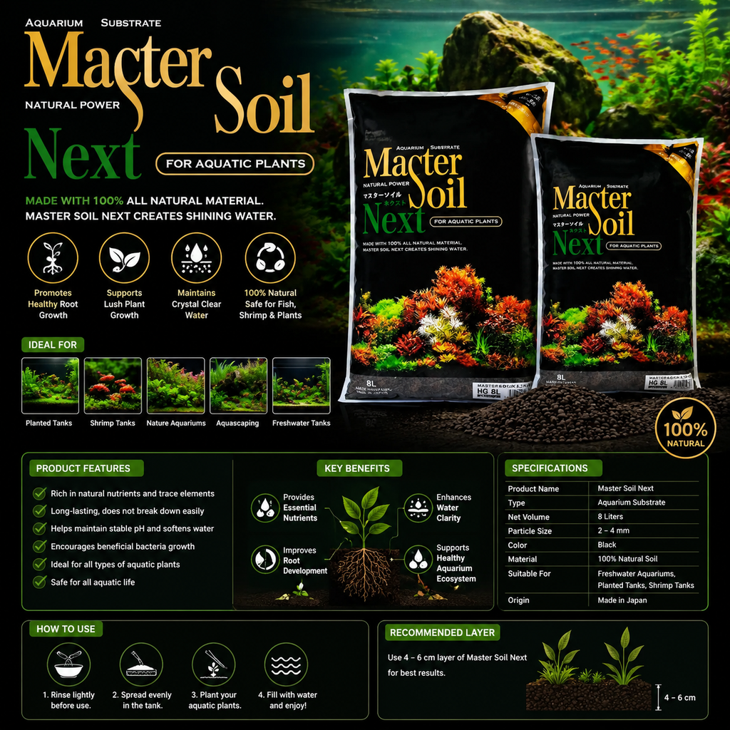 Master Soil Next 8L – Premium Aquarium Substrate for Planted Tanks & Shrimp Aquariums