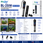 BluePet BL-25IW  , 75W , 50W , Mini Aquarium Heater 25W | Intelligent Digital Aquarium Heater for Nano Fish Tanks