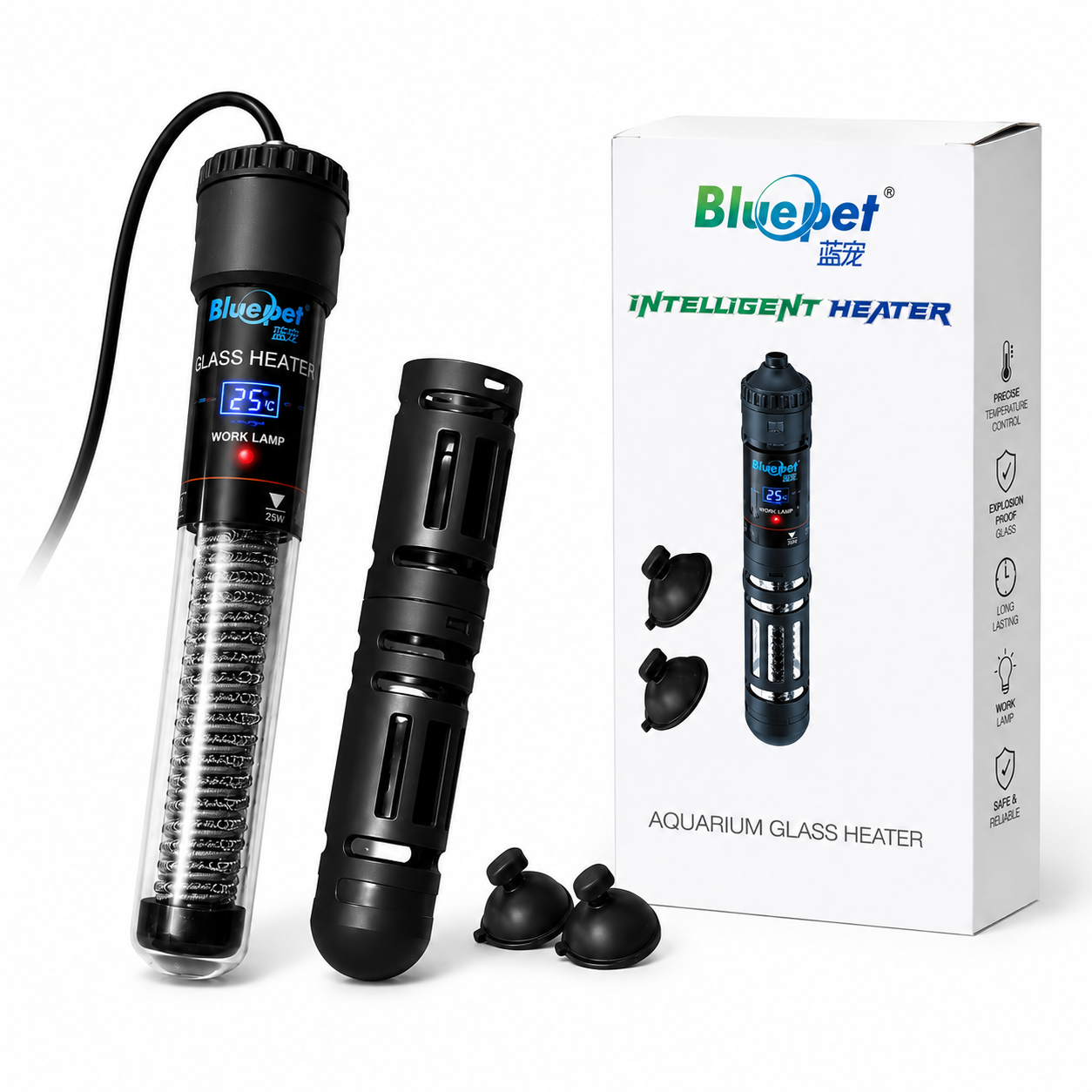 BluePet BL-25IW  , 75W , 50W , Mini Aquarium Heater 25W | Intelligent Digital Aquarium Heater for Nano Fish Tanks