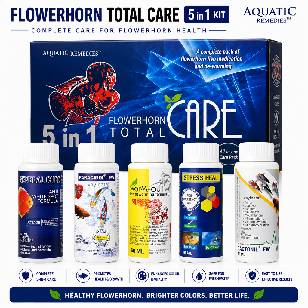 Aquatic Remedies Flowerhorn Total Care 5 in 1 Kit | Complete Health & Disease Treatment Pack