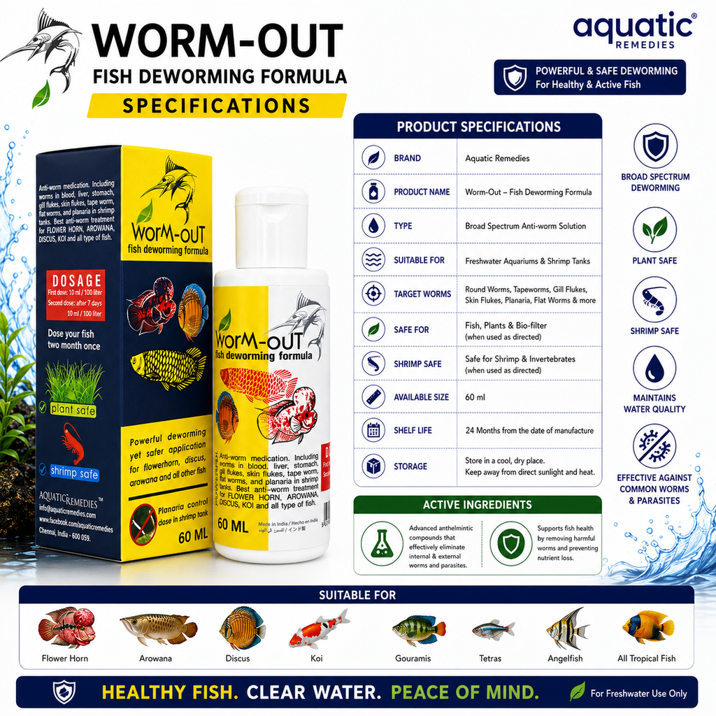 Aquatic Remedies Worm-Out Fish Deworming Formula | Broad Spectrum Fish Dewormer for Freshwater Aquariums