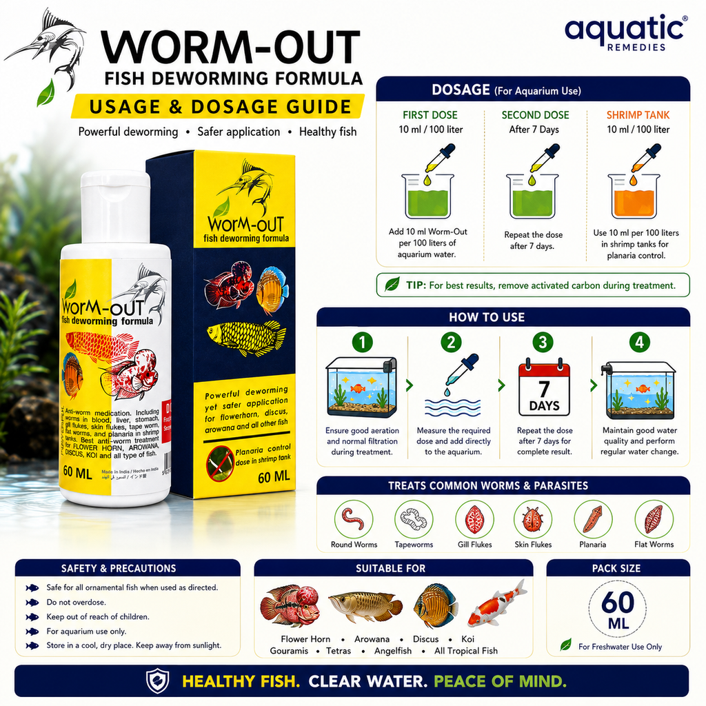 Aquatic Remedies Worm-Out Fish Deworming Formula | Broad Spectrum Fish Dewormer for Freshwater Aquariums