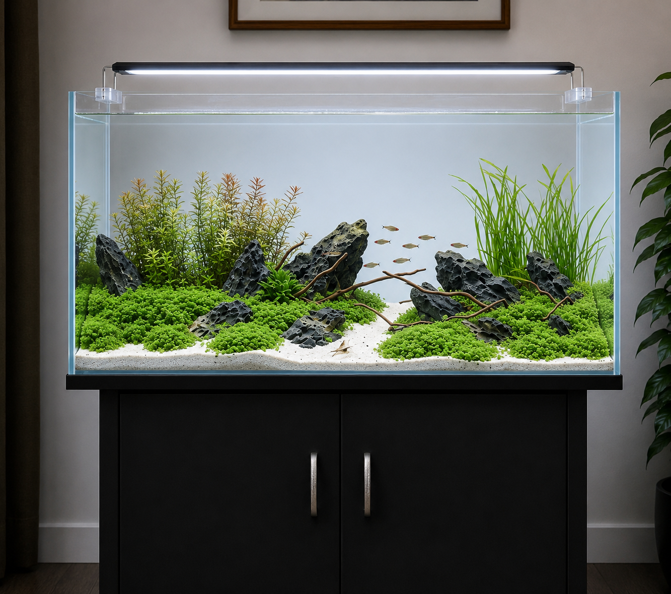 2 Feet Curved Aquarium (65L) with Cabinet