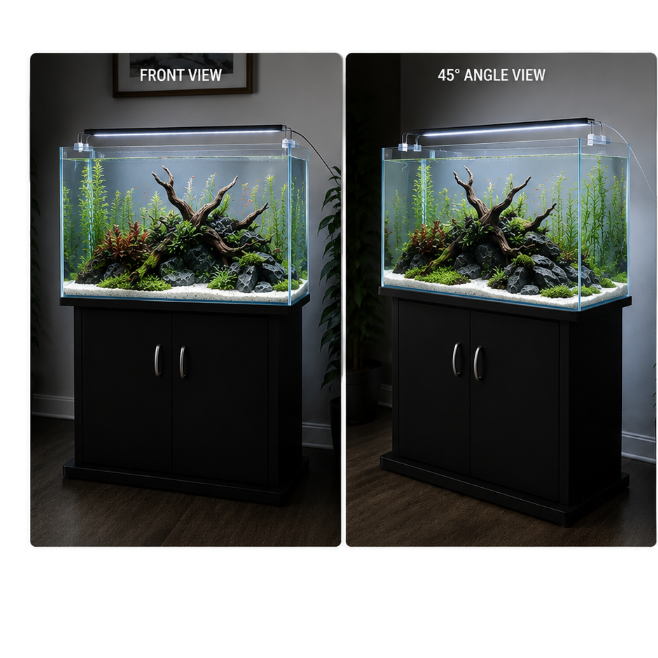2 Feet Curved Aquarium (65L) with Cabinet