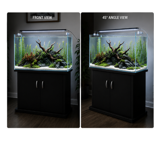 2 Feet Curved Aquarium (65L) with Cabinet