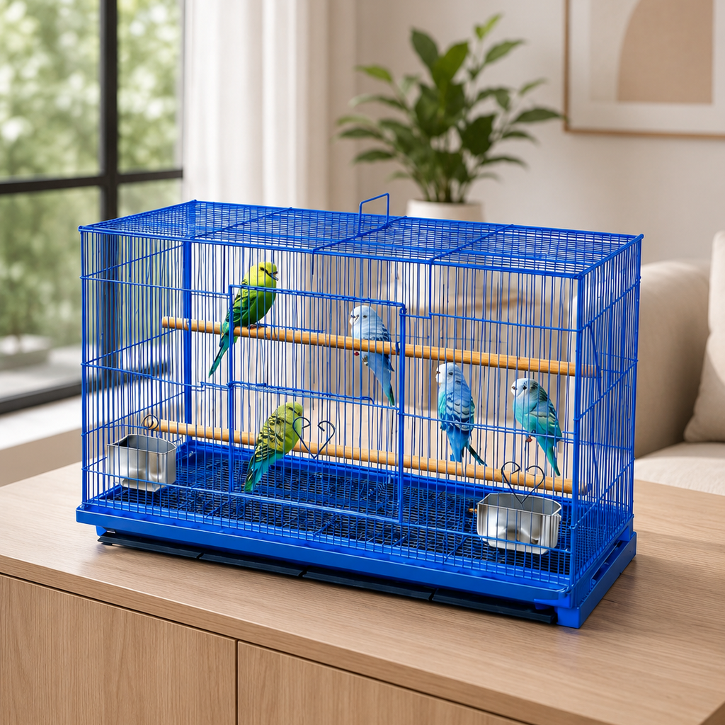 Blue Bird Cage with Tray – 15"