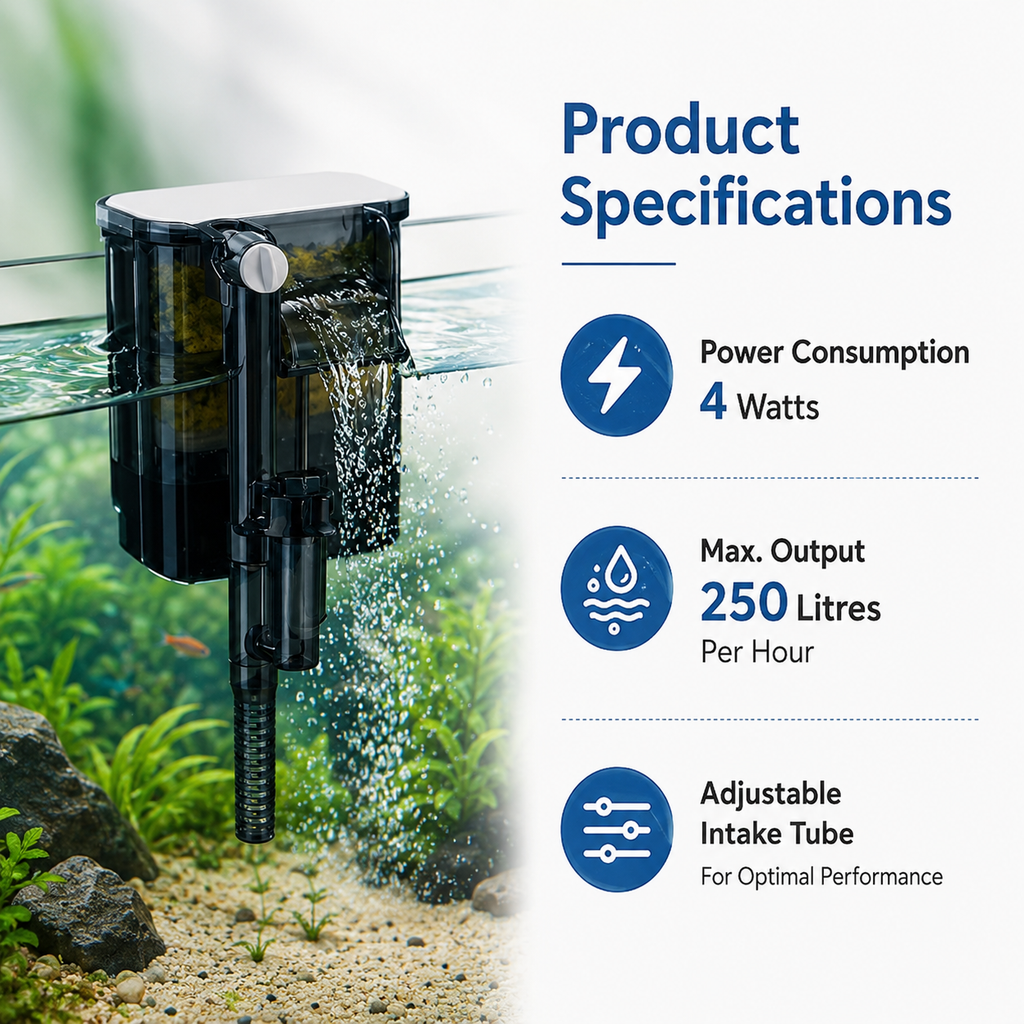 Blue Pet BLH-401 Aquarium Hang-On Filter 4W – 250L/H