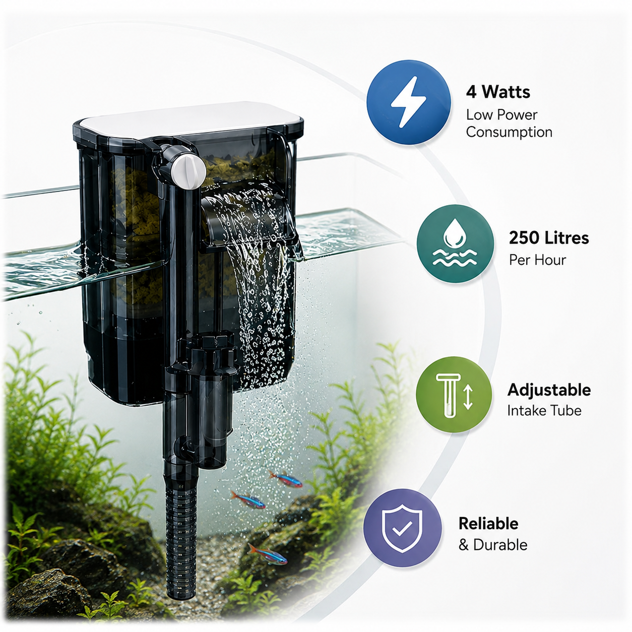 Blue Pet BLH-401 Aquarium Hang-On Filter 4W – 250L/H