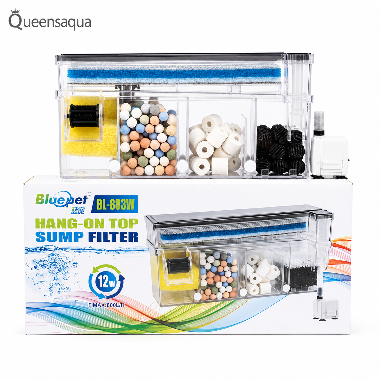 Blue Pet BL-883W Hang-On Top Sump Filter 12W 800L/H