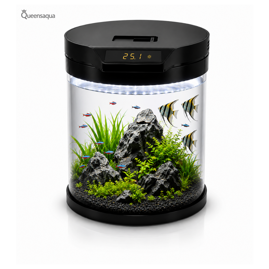Blue Pet Q7 Cylindrical Aquarium with Built-In Filter
