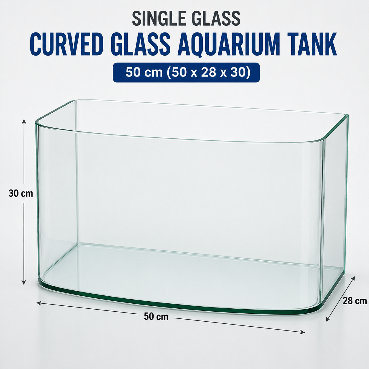 50cm Curved Glass Aquarium Tank – Small Fish Tank