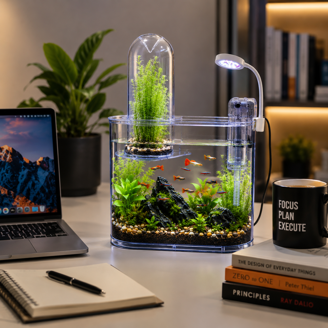 Bluepet BL-10V Floating Aqua Tower Aquarium with LED & Filter | Nano Aquarium Kit