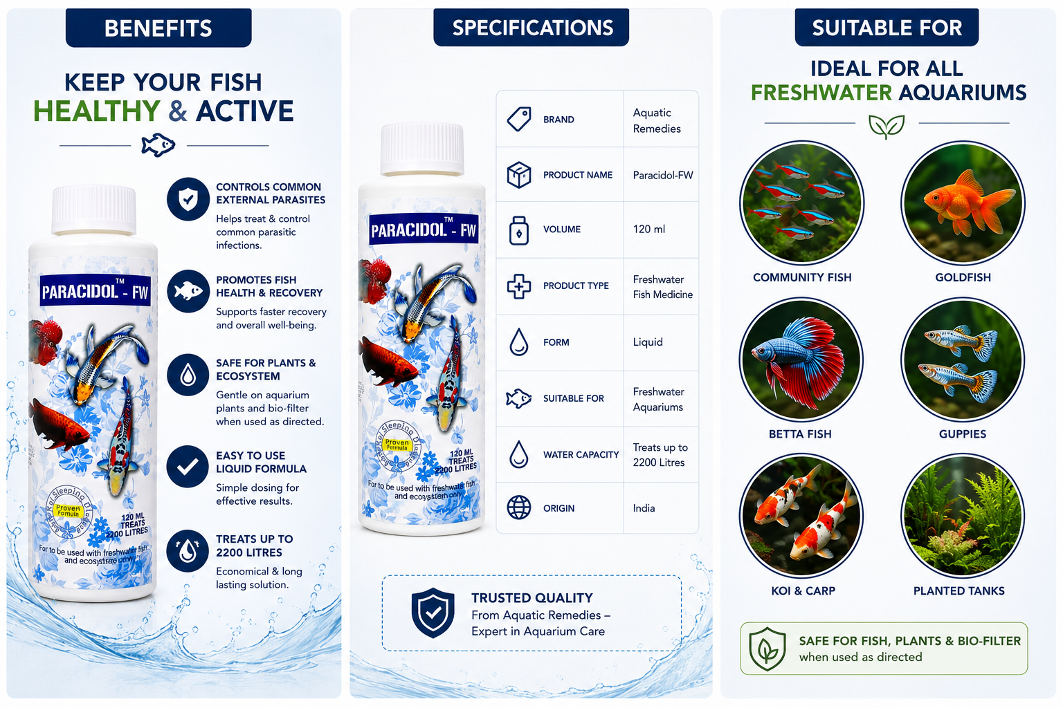 Aquatic Remedies Paracidol-FW 120ml Freshwater Fish Medicine