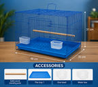 Blue Bird Cage with Tray – 15"