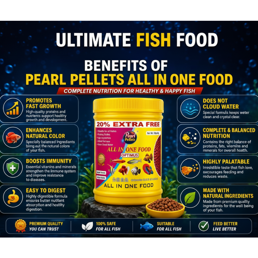Pearl Pellets All in One Optimus Fish Food | Complete Nutrition for Aquarium Fish
