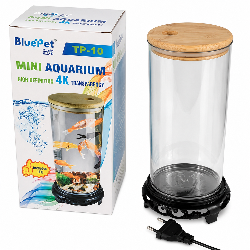 BluePet TP-10 Cylindrical Aquarium – Ultra-Clear 4K View (23cm)