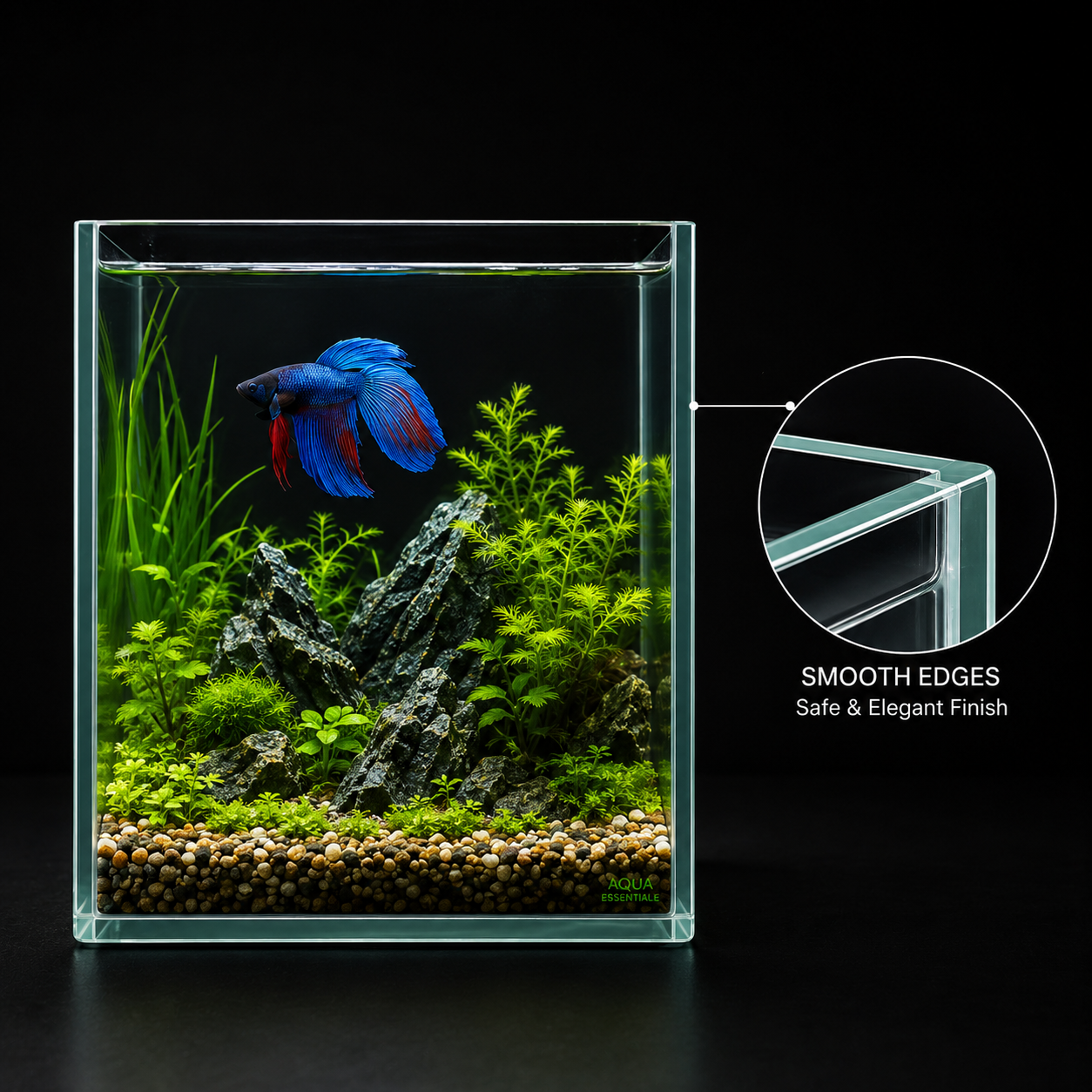 Extra Clear Betta Fish Tank 4.5L (6x6x8 Inch) – 4mm Glass