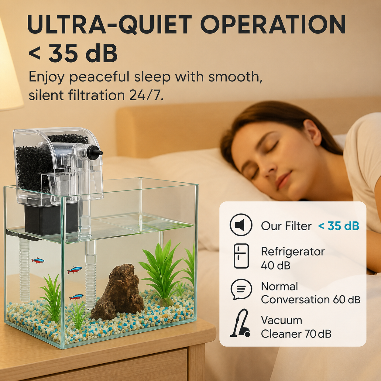 Blue Pet BLH-301 Hang-On Aquarium Filter 3W – 180L/H