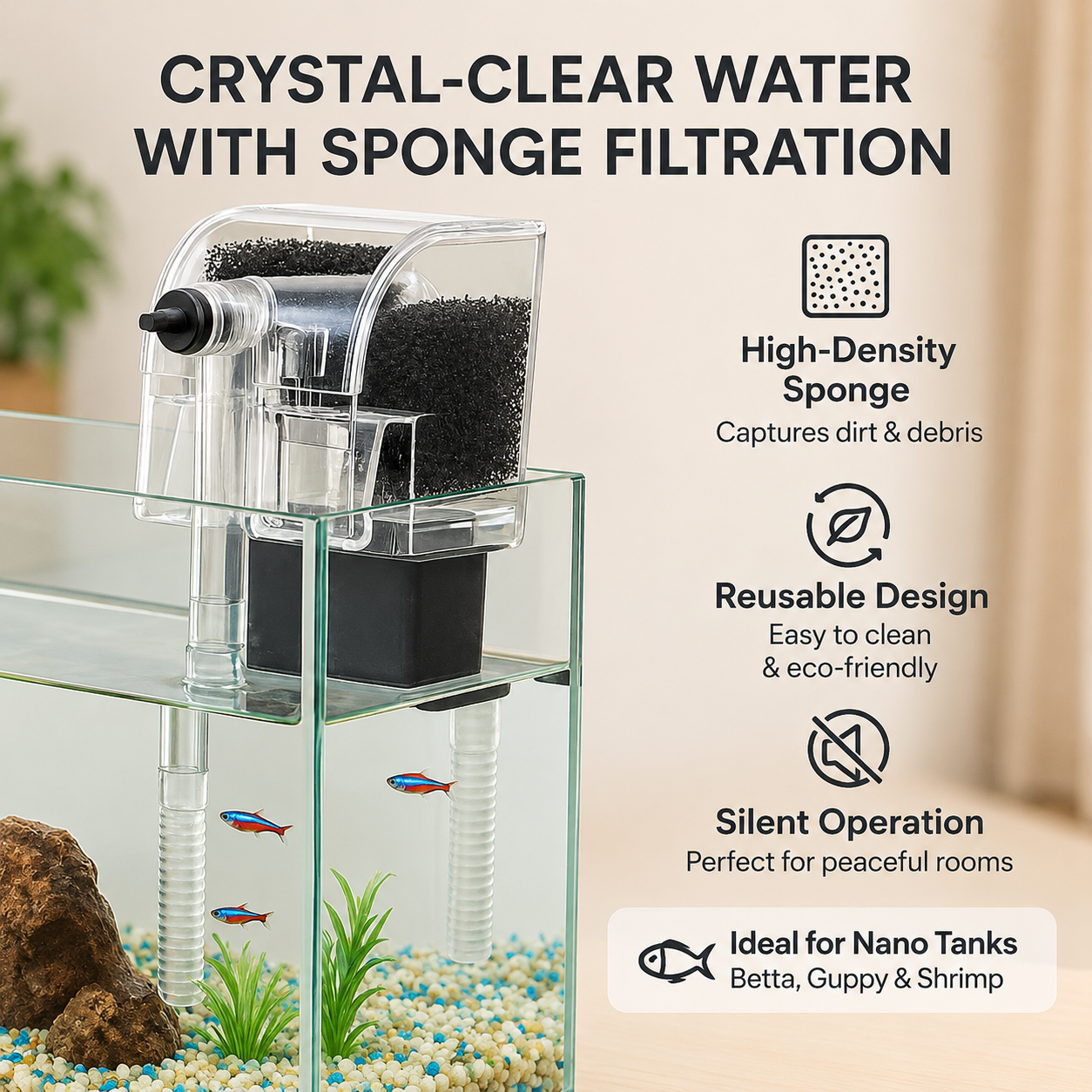 Blue Pet BLH-301 Hang-On Aquarium Filter 3W – 180L/H