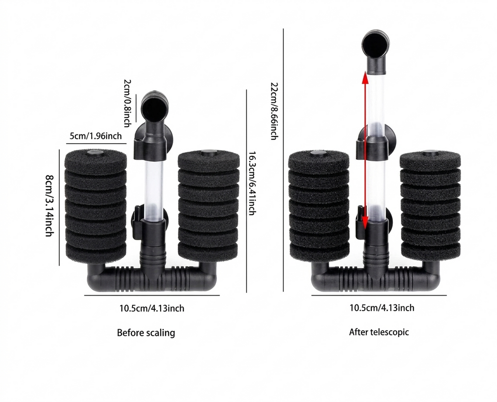 XY-2831 Aquarium Sponge Filter – Double Sponge Filtration