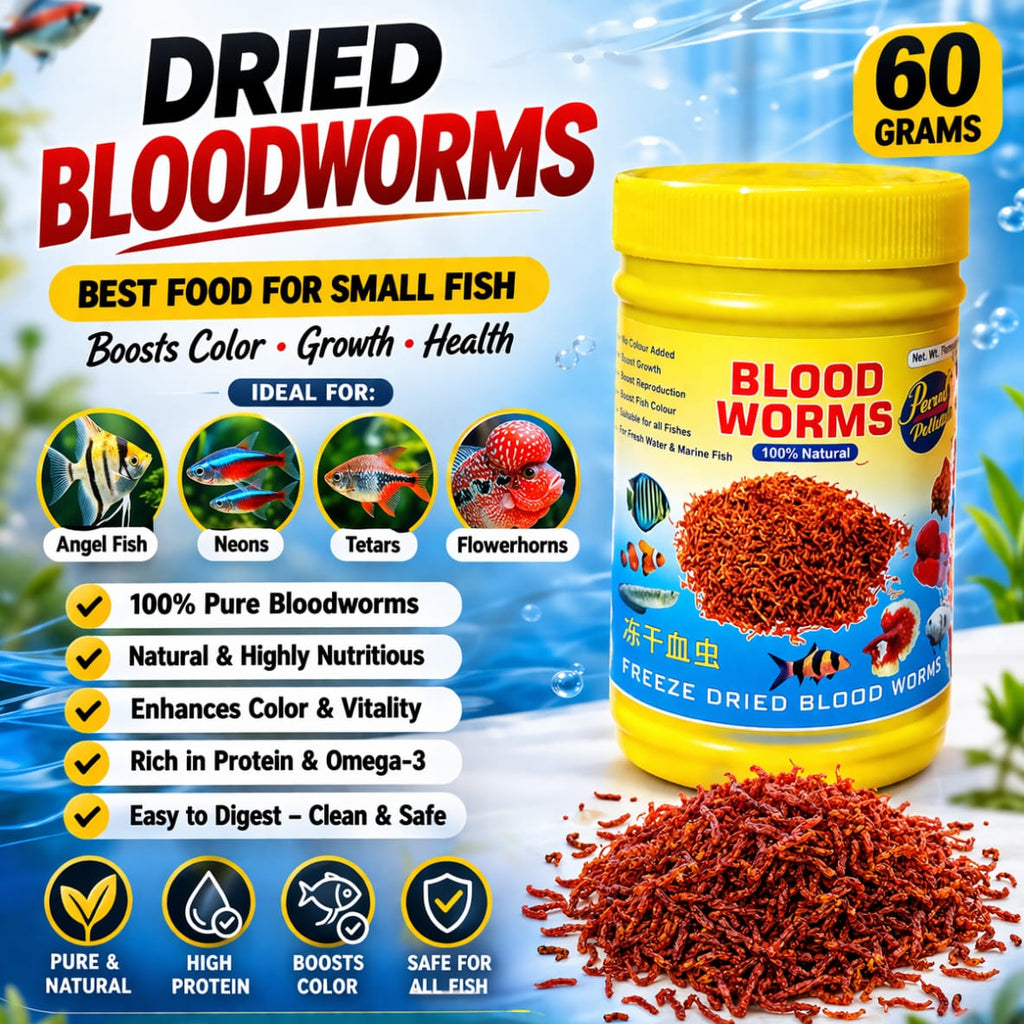 Pearl Pellets Dried Bloodworms 60g | Natural High Protein Fish Treat