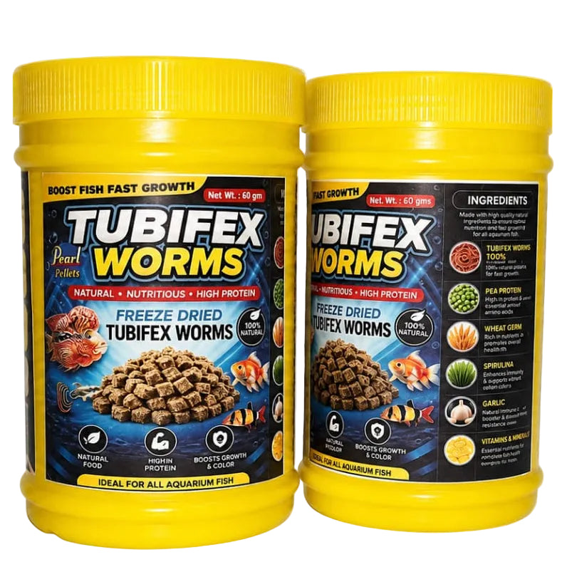 Pearl Pellets Freeze Dried Tubifex Worms 60g | High Protein Natural Fish Treat