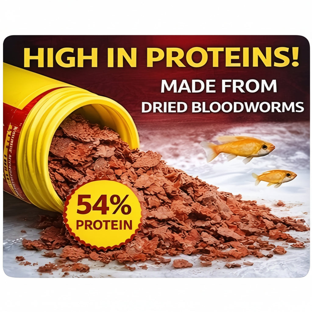 Pearl Pellets Bloodworms Flakes Fish Food 40g | 54% High Protein Fish Food