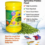Pearl Pellets Spirulina Flakes Fish Food 40g | 54% High Protein Veg Fish Food